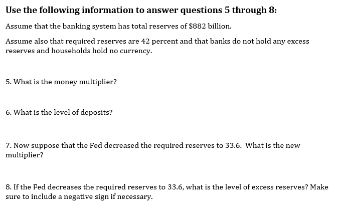 Solved Use The Following Information To Answer Questions 5 | Chegg.com