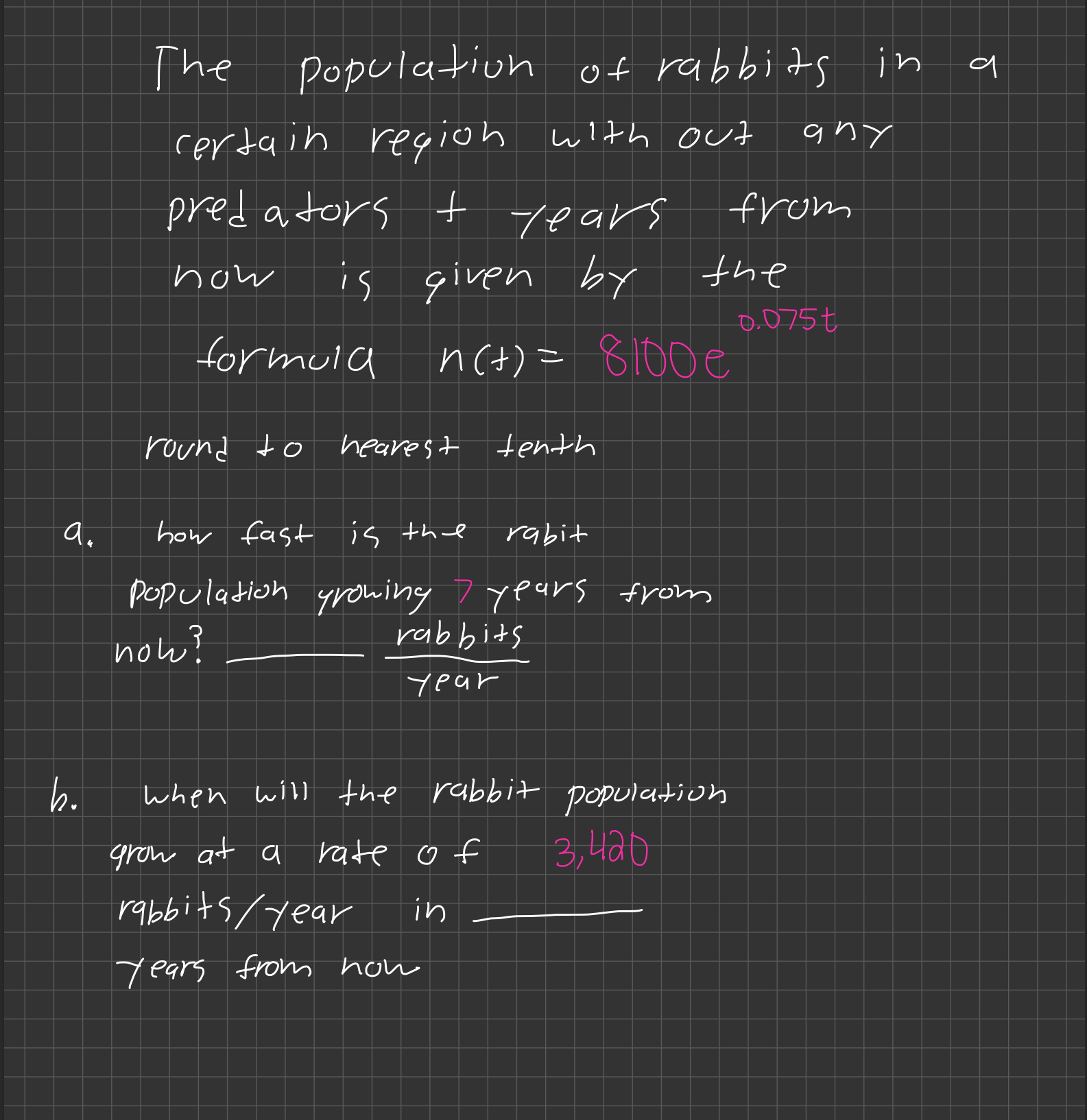 Solved The population of rabbits in a rertain region with | Chegg.com