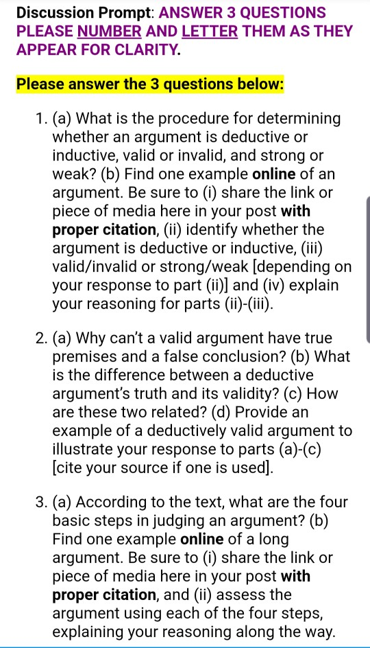 Discussion Prompt: Answer 3 Questions Please Number 