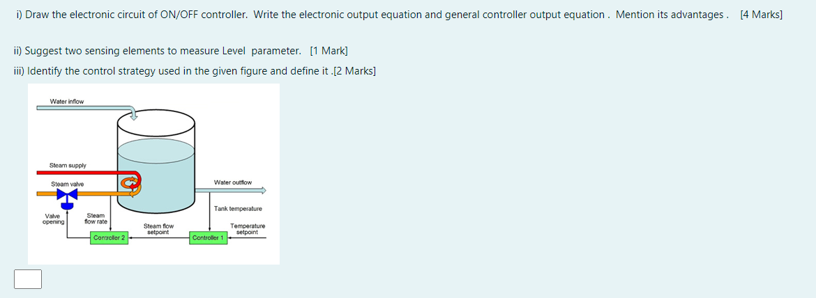 Solved i) Draw the electronic circuit of ON/OFF controller. | Chegg.com