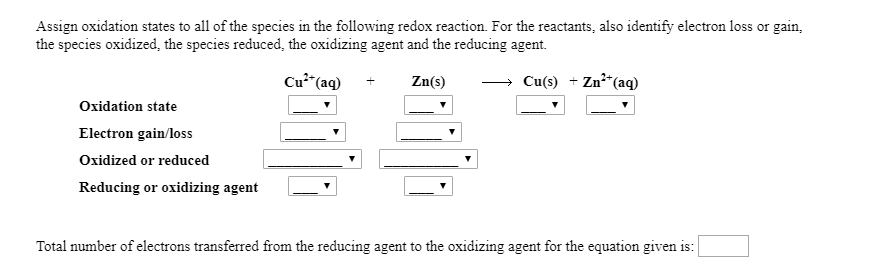 Solved Assign Oxidation States To All Of The Species In The | Chegg.com