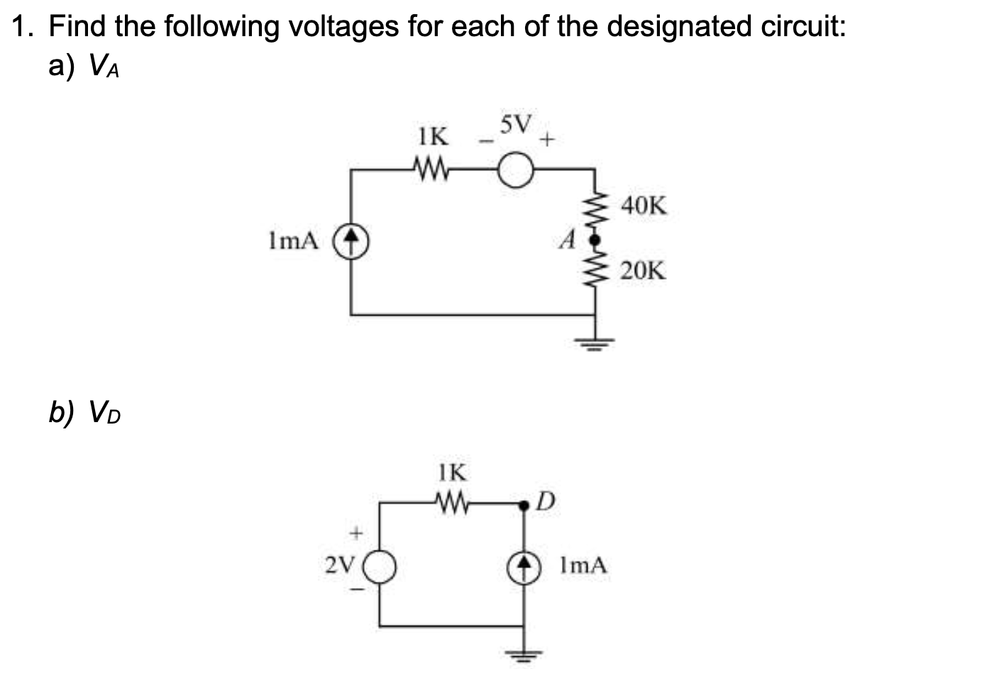 Solved Find the following voltages for each of the