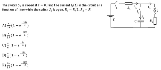 Solved The switch S1 is closed at t=0. Find the current | Chegg.com