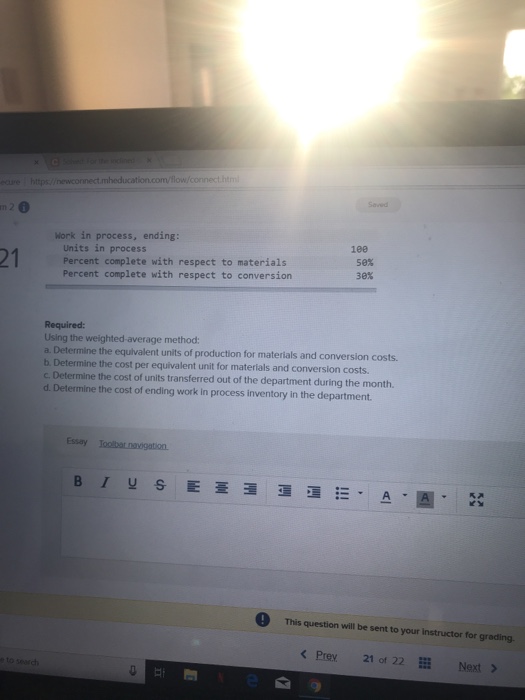 Solved In its 21 Work in process, beginning Units in process