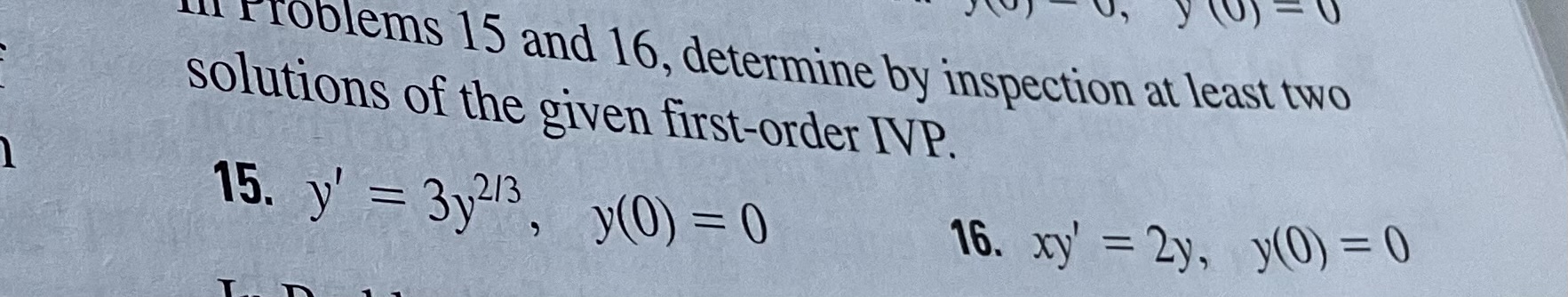 Solved 15 and 16 , determine by inspection at least two | Chegg.com