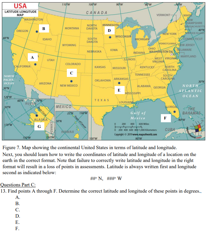 Solved Utah Usa 110'W 100 W 90 W 80W 20W Latitude Longitude | Chegg.Com