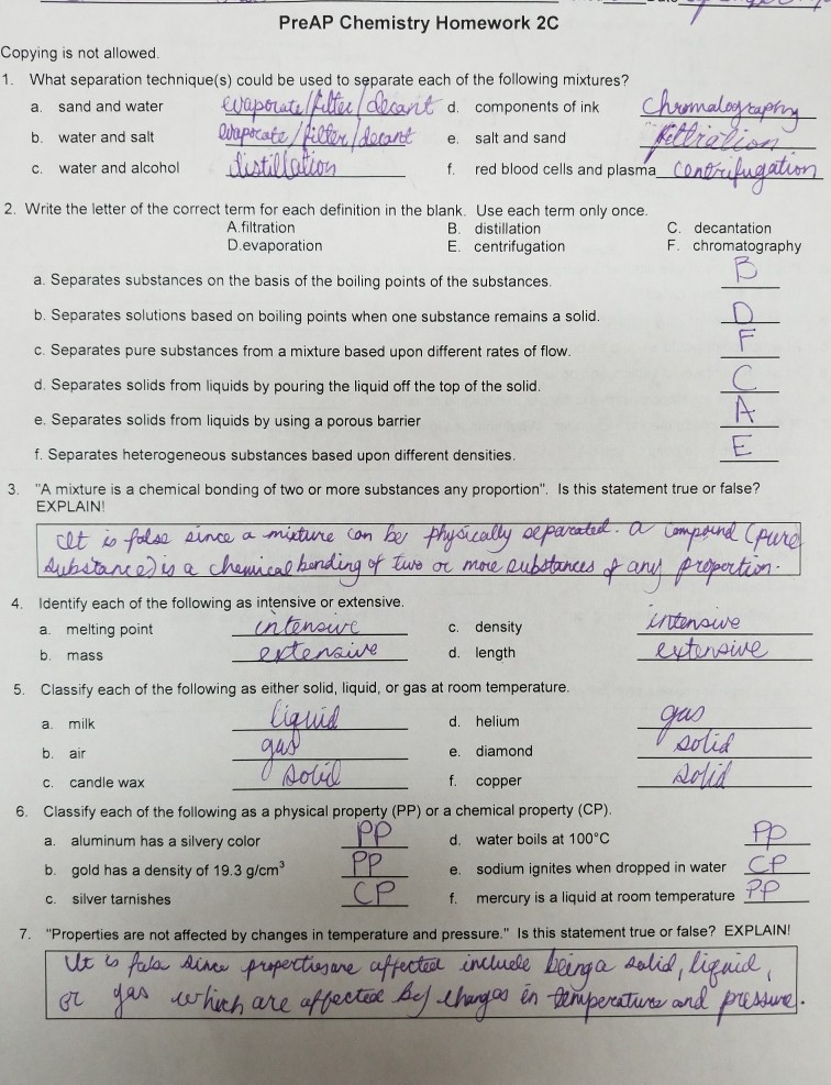 pre ap chemistry homework 2a