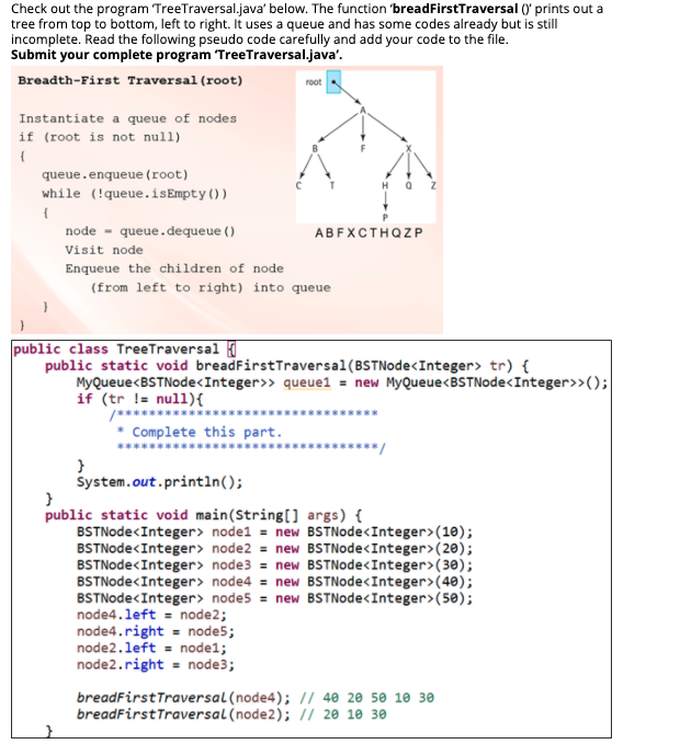 Solved Check out the program TreeTraversal.java' below. The | Chegg.com