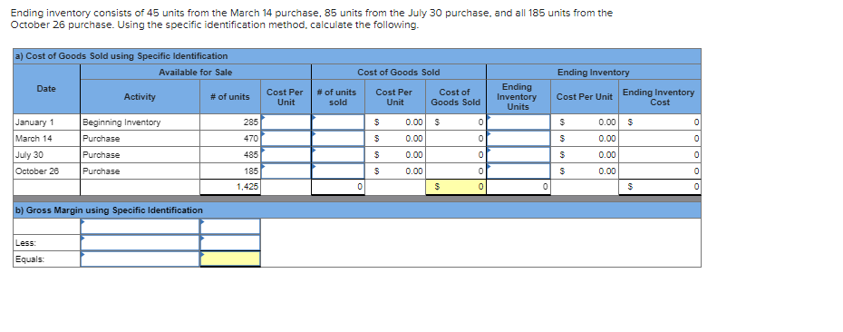 Solved (a) Determine the costs assigned to ending inventory | Chegg.com