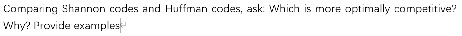 Solved Comparing Shannon codes and Huffman codes, ask: Which | Chegg.com