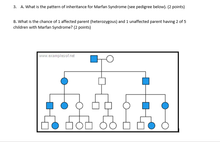 3. A. What is the pattern of inheritance for Marfan | Chegg.com