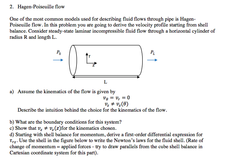 2. Hagen-Poiseuille flow One of the most common | Chegg.com