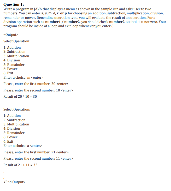 Solved Question 1: Write a program in JAVA that displays a | Chegg.com