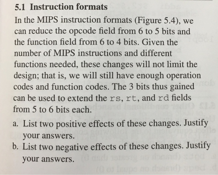 Solved 5.1 Instruction formats In the MIPS instruction | Chegg.com