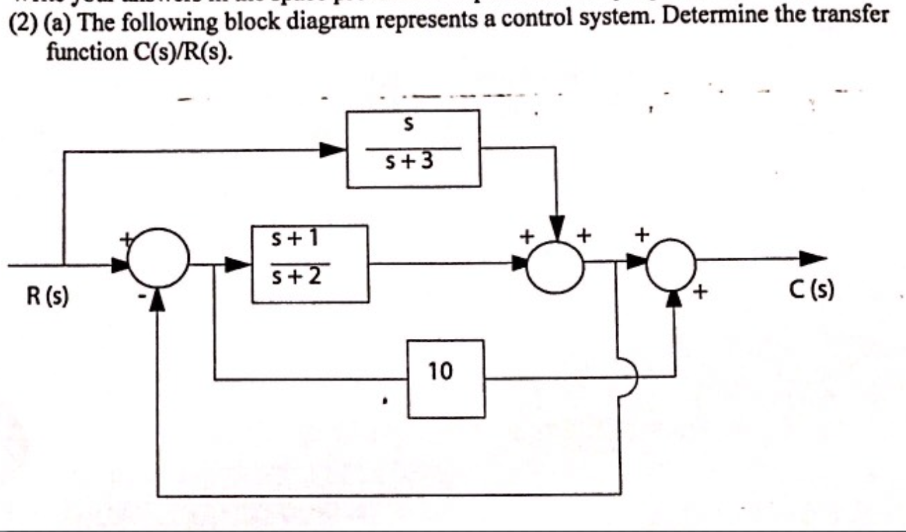 Solved (2) (a) The following block diagram represents a | Chegg.com