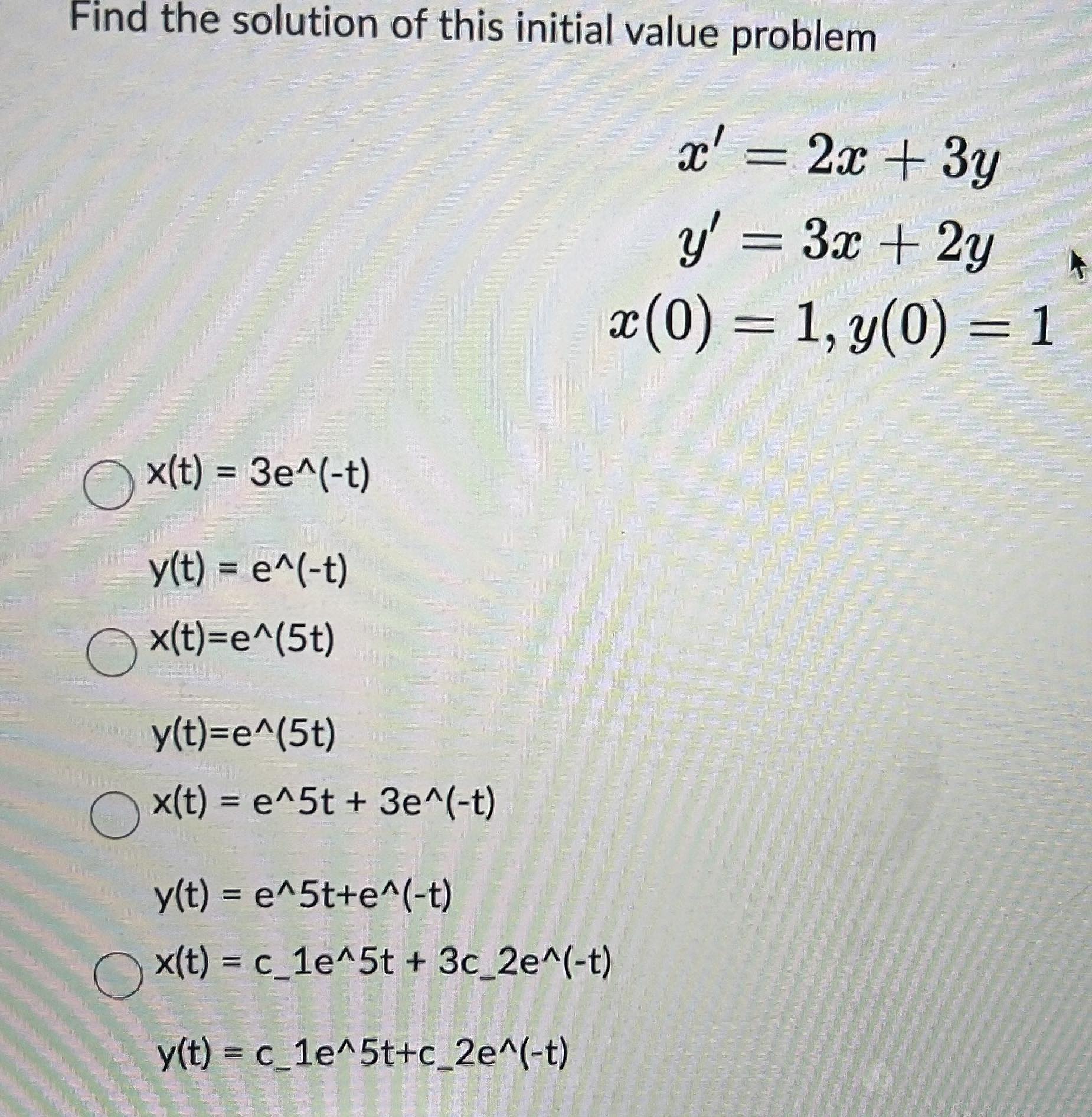 Solved Find the solution of this initial value problem | Chegg.com