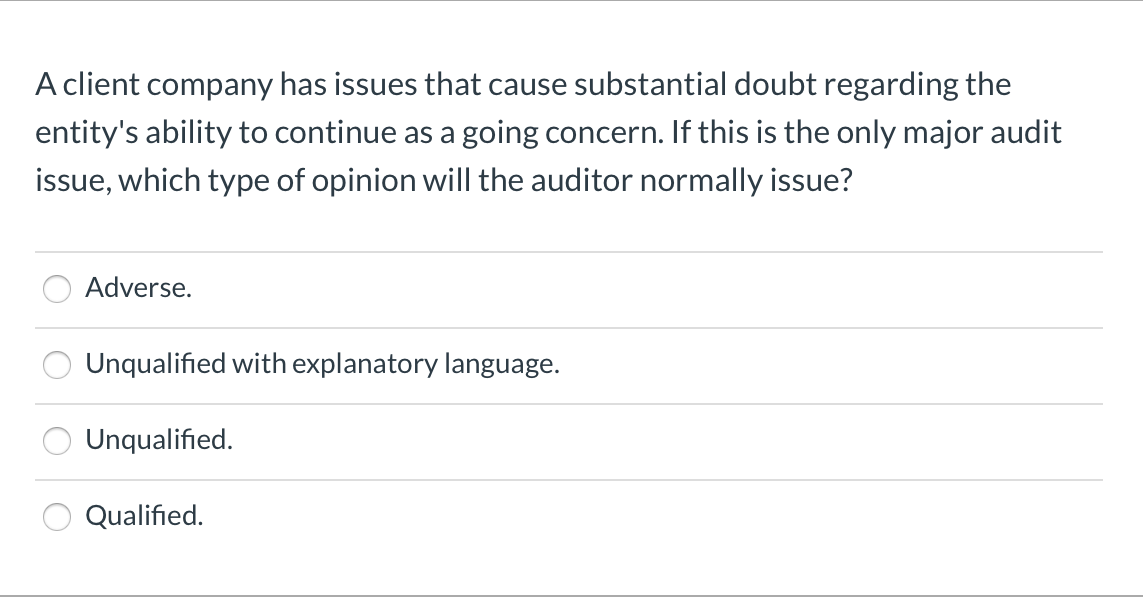 Solved A client company has issues that cause substantial | Chegg.com