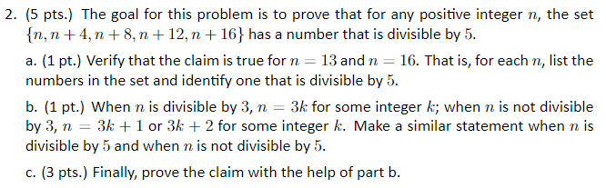 Solved 2. (5 pts.) The goal for this problem is to prove | Chegg.com