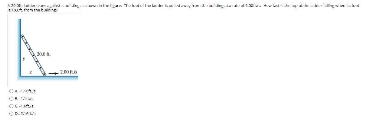 Solved A 20.0ft. Ladder Leans Against A Building As Shown In | Chegg.com