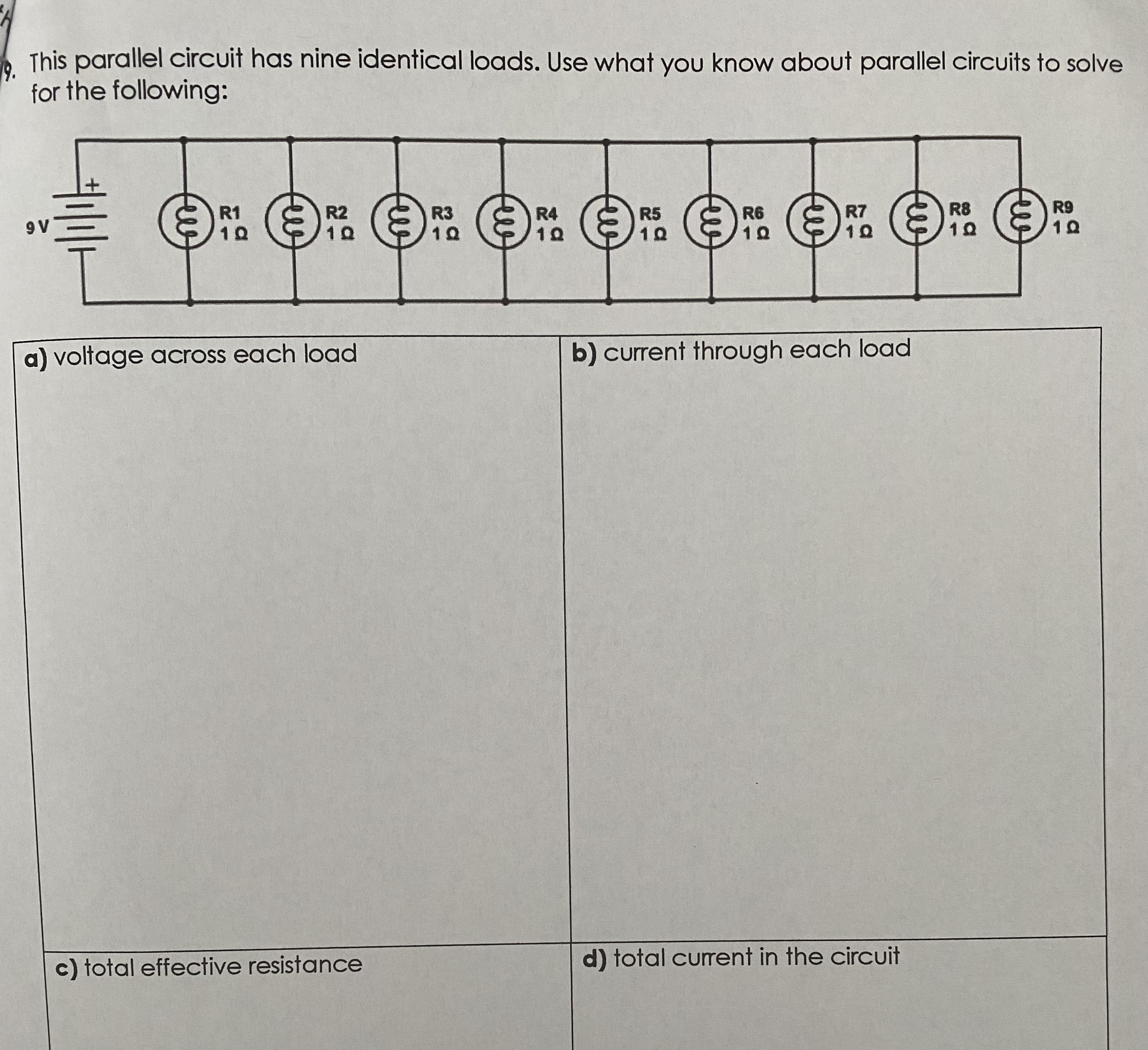 Solved This parallel circuit has nine identical loads. Use | Chegg.com