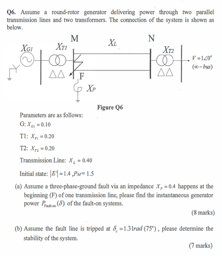 Q6 Assume A Round Rotor Generator Delivering Powe Chegg Com