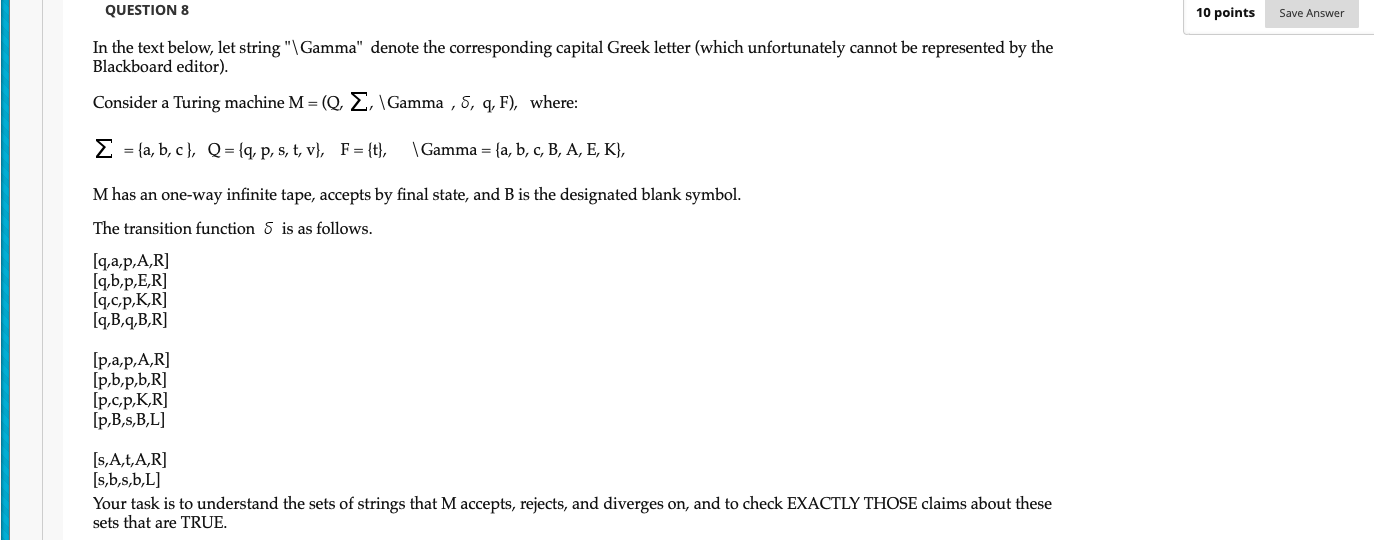 QUESTION 8 10 points Save Answer In the text below, | Chegg.com