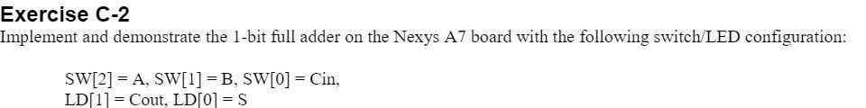 Exercise C-2 Implement and demonstrate the 1-bit full | Chegg.com