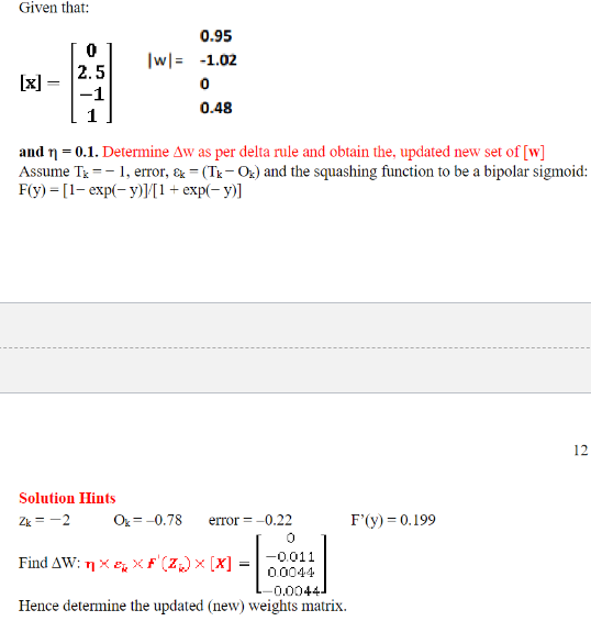 Solved Need assistance with delta learning rule problem, | Chegg.com