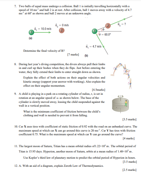 Solved 7. Two Balls Of Equal Mass Undergo A Collision. Ball | Chegg.com