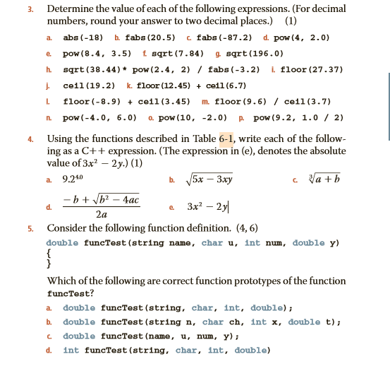 Solved 3 Determine Value Following Expressions Decimal Numbers Round Answer Two Decimal