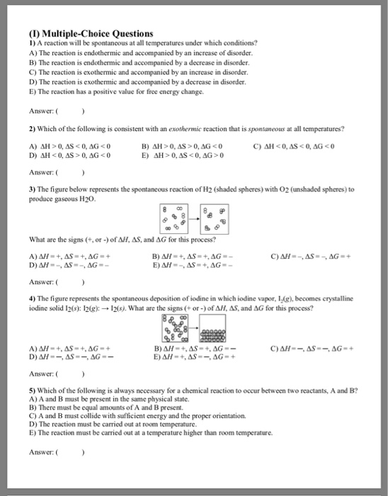 Solved (ID Multiple-Choice Questions 1) A reaction will be | Chegg.com