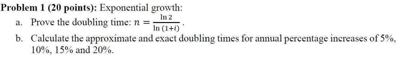 Solved Problem 1 (20 points): Exponential growth: a. Prove | Chegg.com