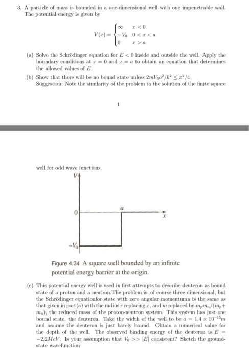 Solved 3. A particle of mass is bounded in a one-dimensional | Chegg.com
