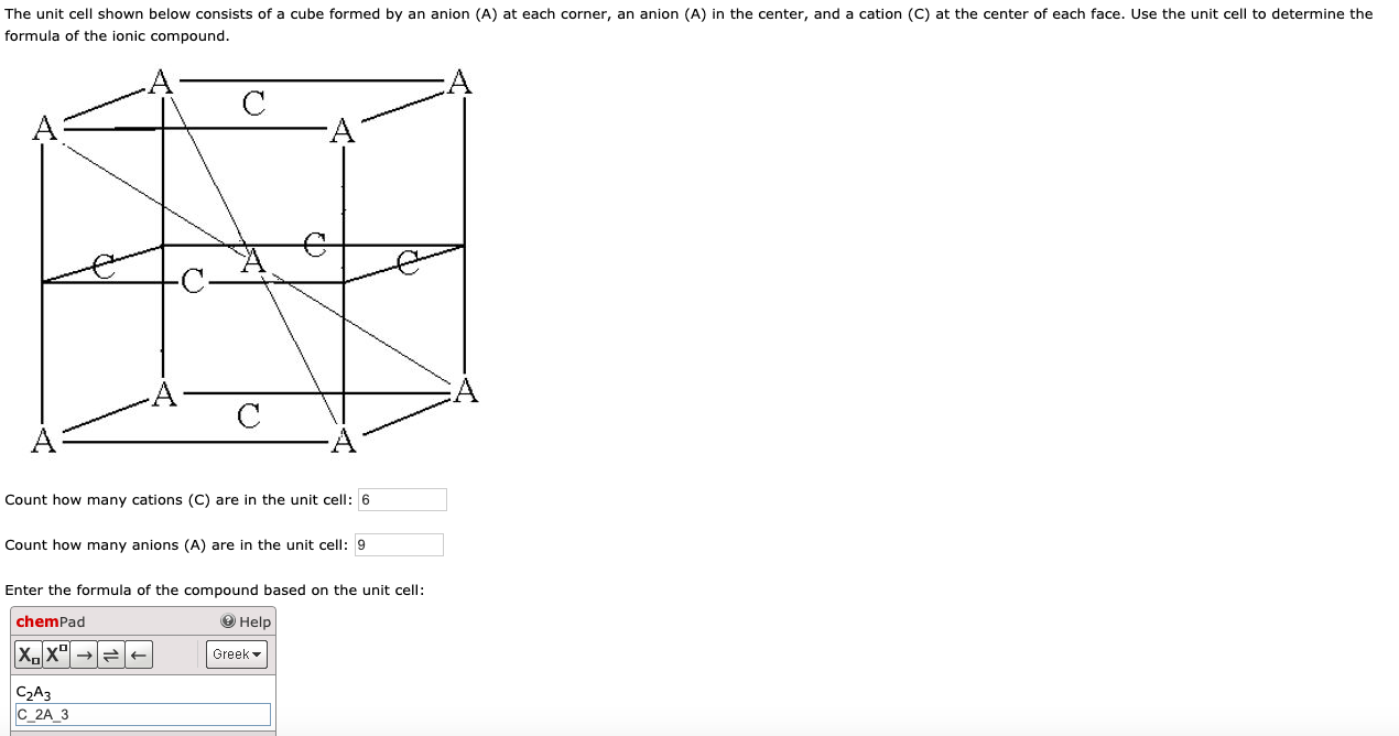 Solved The unit cell shown below consists of a cube formed | Chegg.com