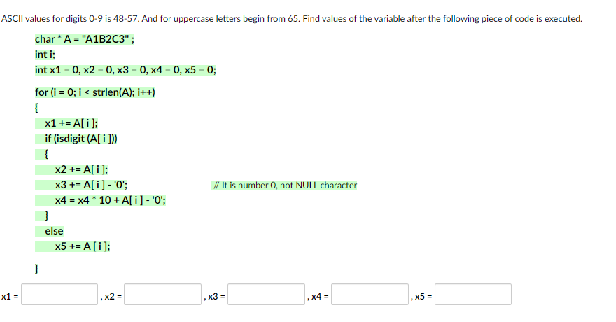 Solved ASCII values for digits 0-9 is 48-57. And for | Chegg.com