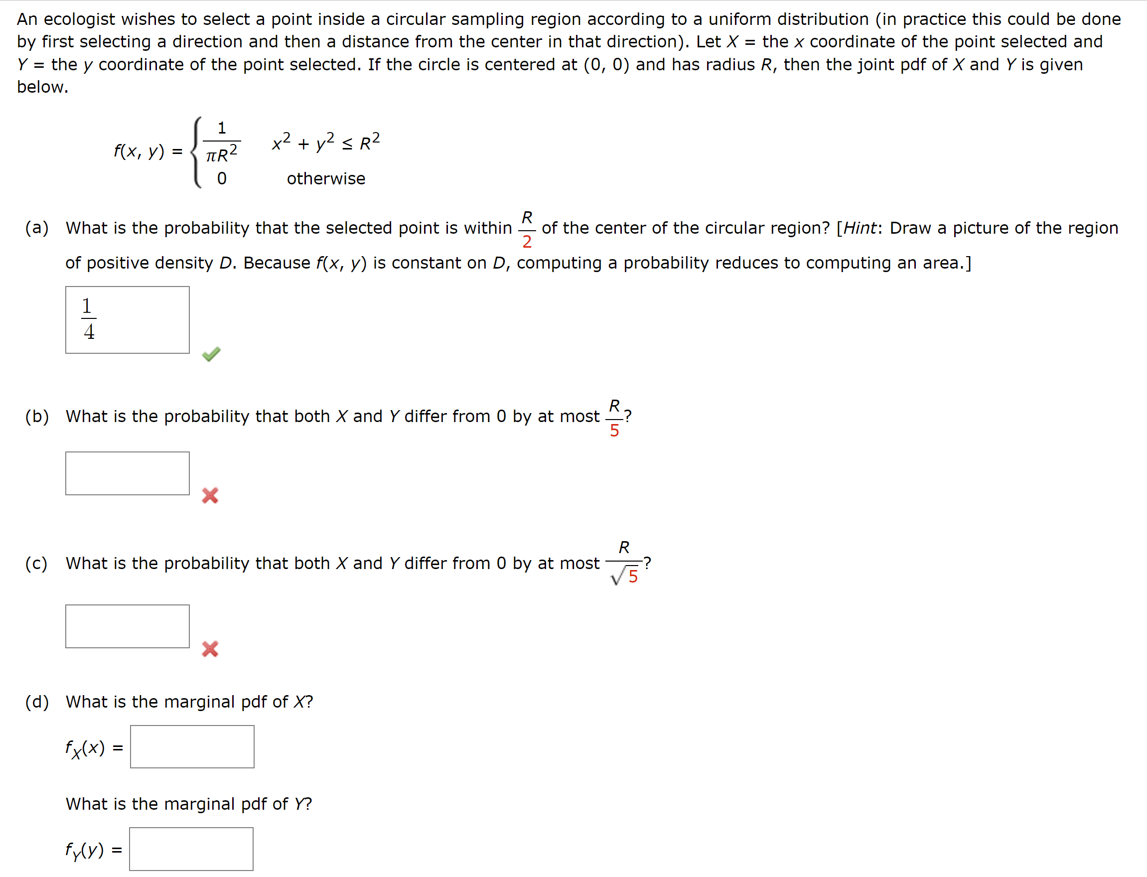 Solved An ecologist wishes to select a point inside a | Chegg.com