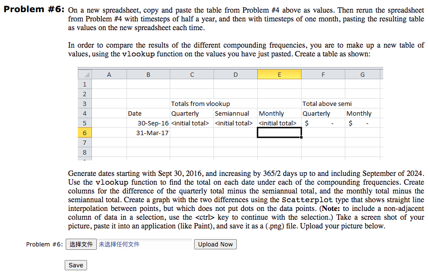 Problem #4: Create a table on a spreadsheet with | Chegg.com