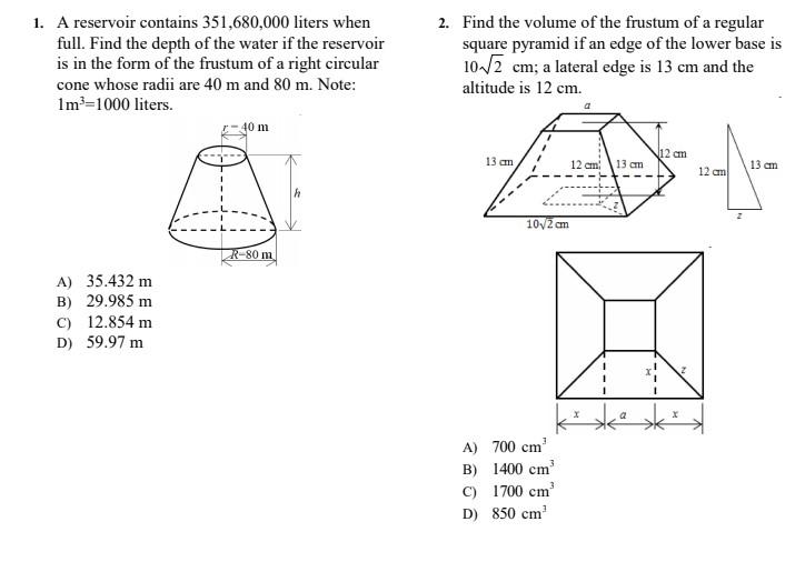 Solved 1 A Reservoir Contains 351 680 000 Liters When Full Chegg Com