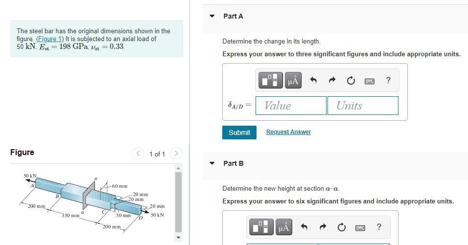 Solved Part A The steel bar has the original dimensions | Chegg.com