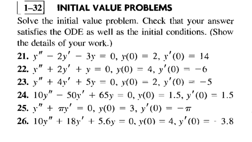 Solved | 1-32 INITIAL VALUE PROBLEMS Solve the initial value | Chegg.com