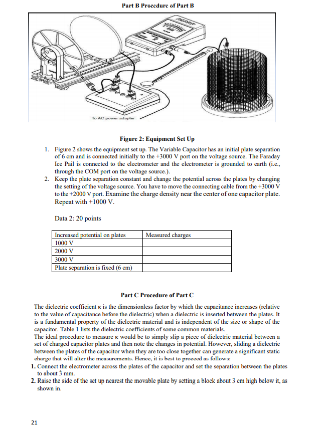 Experiment 3 Parallel Plate Capacitor Equipment | Chegg.com