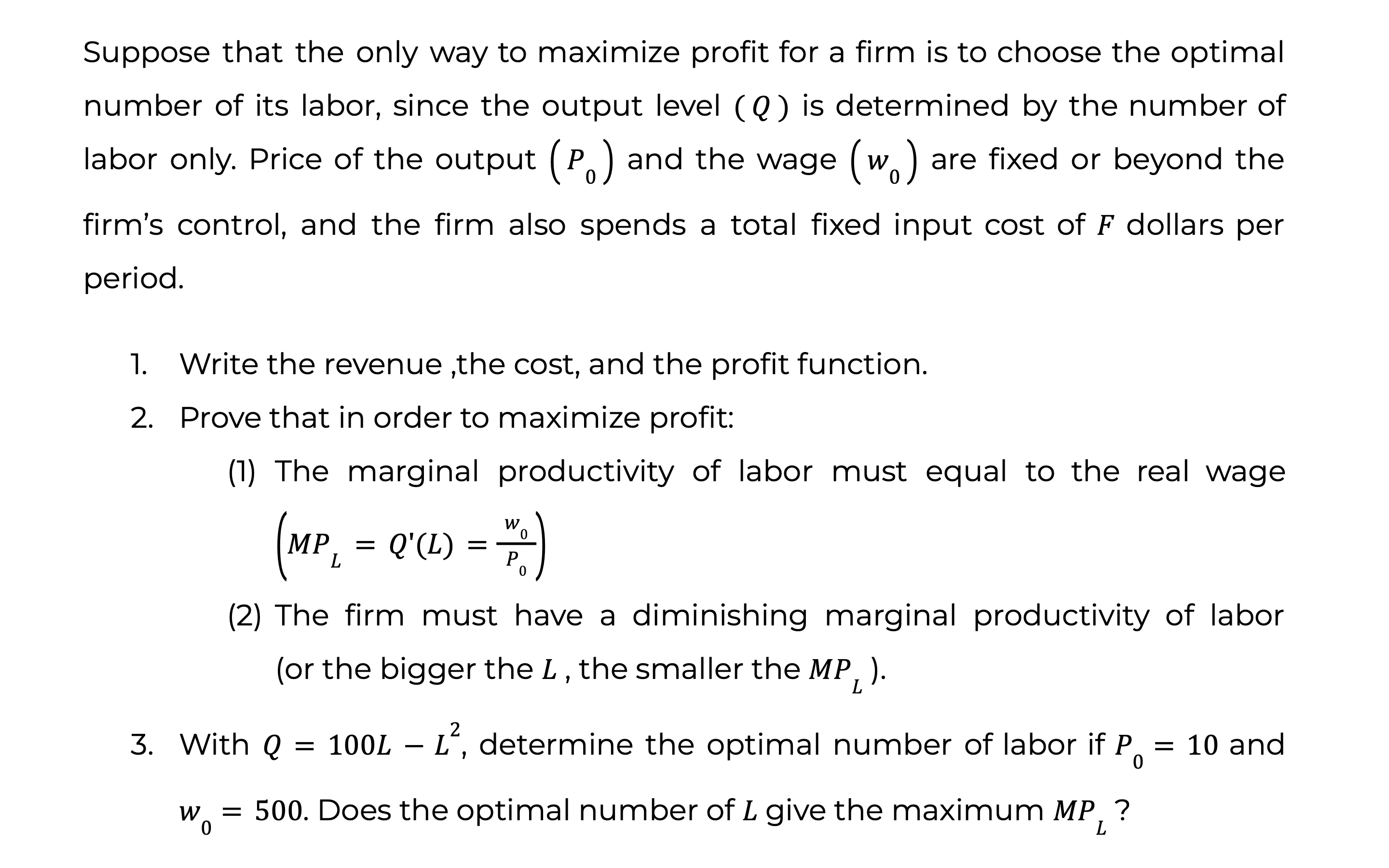 Solved Suppose That The Only Way To Maximize Profit For A | Chegg.com