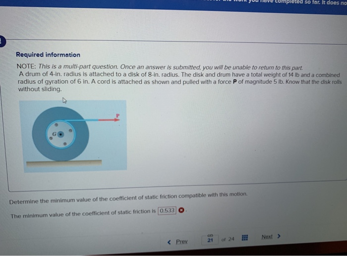 Solved determine the minimum value of coefficient of static | Chegg.com