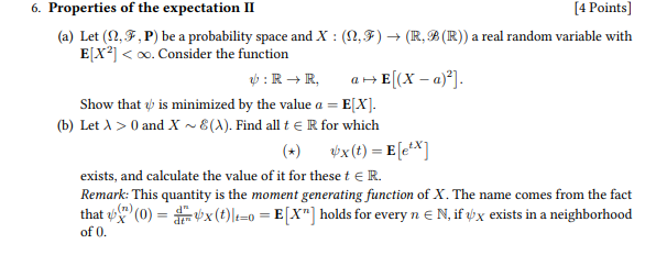 Solved CH 6. Properties of the expectation II [4 Points] (a) | Chegg.com