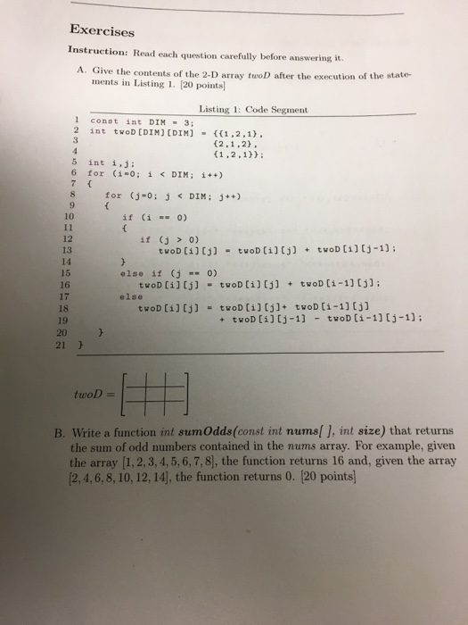 Solved Exercises Instruction: Read each question carefully | Chegg.com