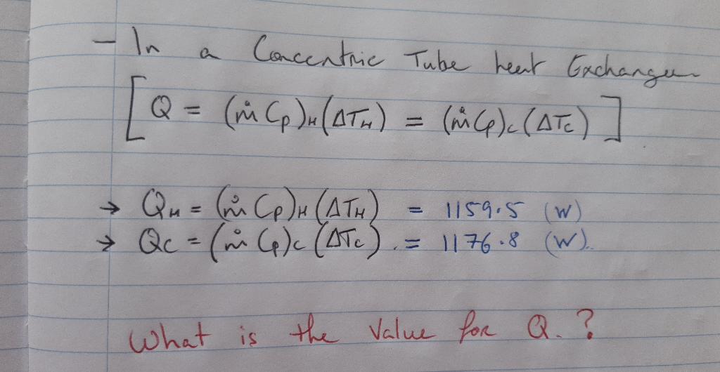 Solved A Concentric Tube Heat Exchange Q Q N Cp 27 Chegg Com
