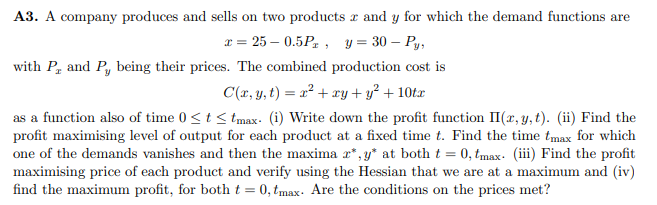 Solved A Company Produces And Sells On Two Products X And Y | Chegg.com