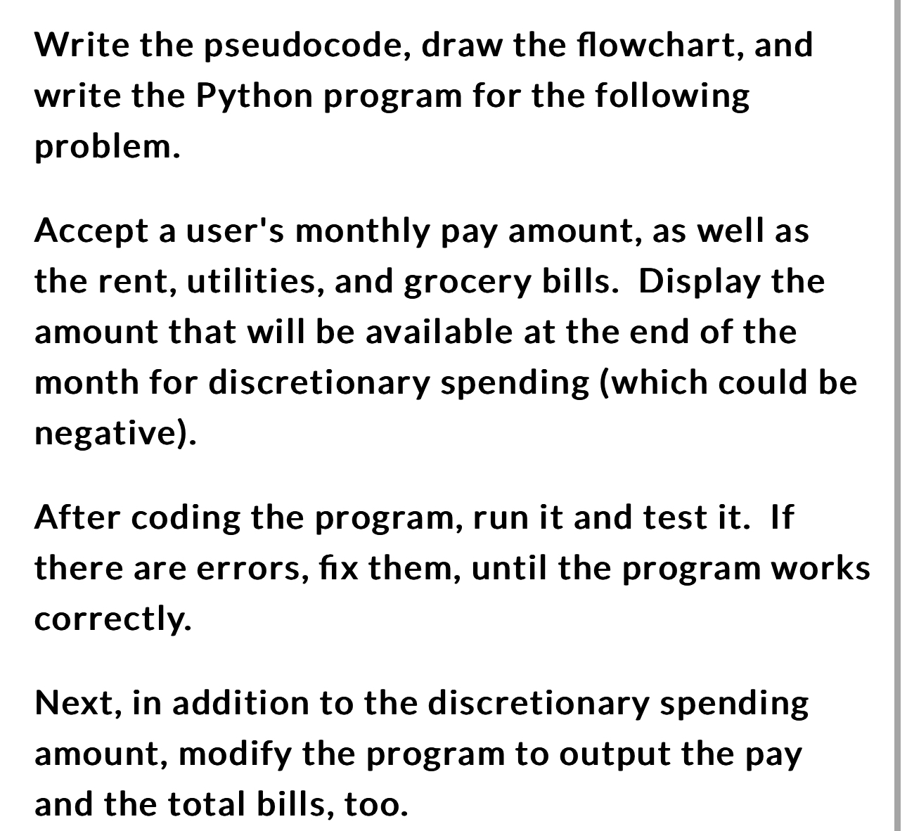 Solved DescriptionWrite The Pseudocode, Draw The Flowchart, | Chegg.com