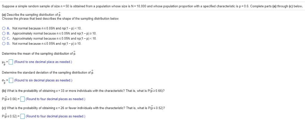 Solved Suppose a simple random sample of size n-50 is | Chegg.com