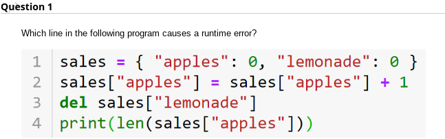 Solved Question 1 Which line in the following program causes | Chegg.com